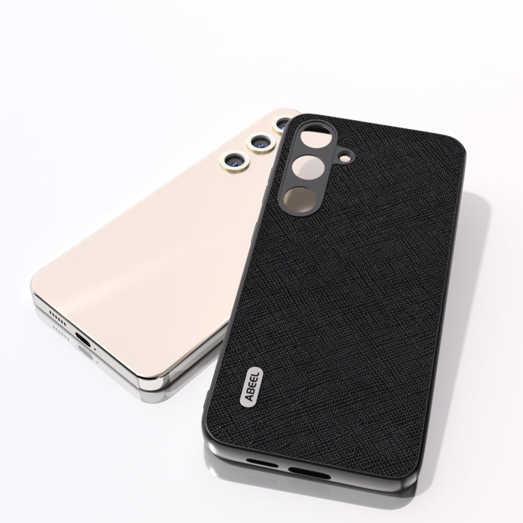 For Samsung Galaxy S24 5G ABEEL Cross Texture Genuine Leather Phone Case(Black)