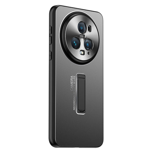 For Honor Magic5 Pro Frosted Metal Hybrid TPU Holder Phone Case(Black)