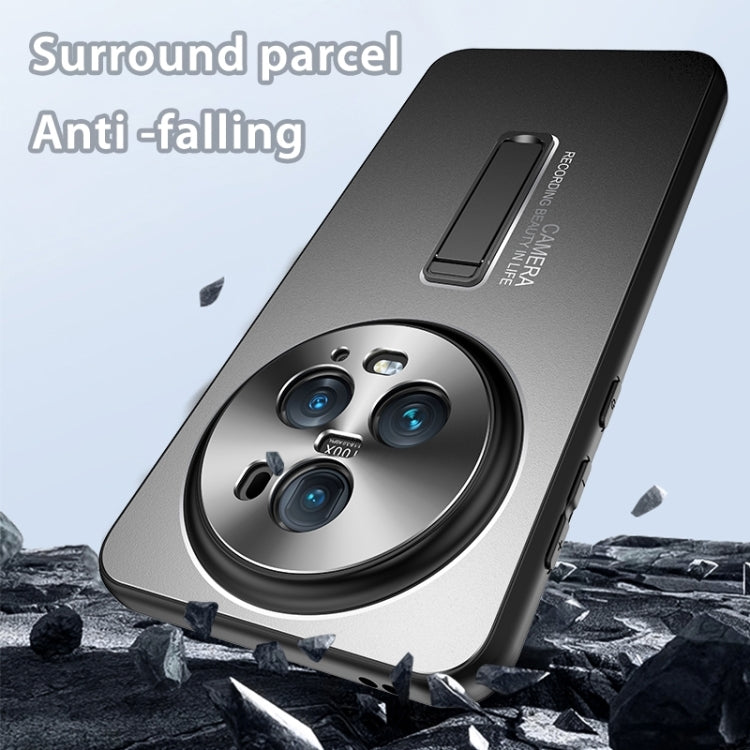 For Honor Magic6 Pro Frosted Metal Hybrid TPU Holder Phone Case(Blue)