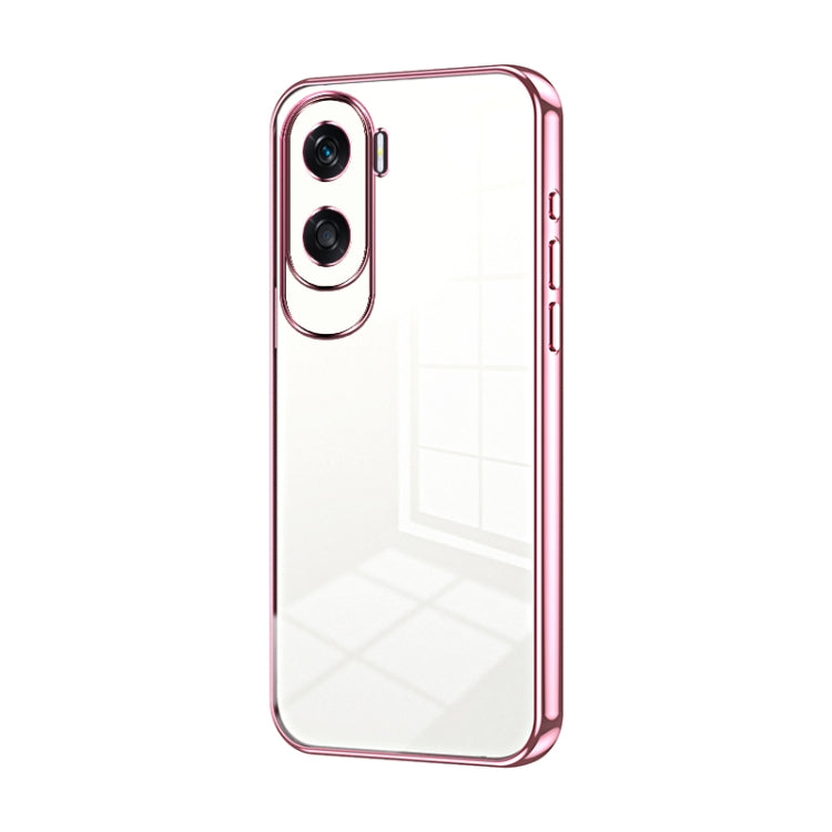 For Honor X50i / 90 Lite Transparent Plating Fine Hole Phone Case(Pink)