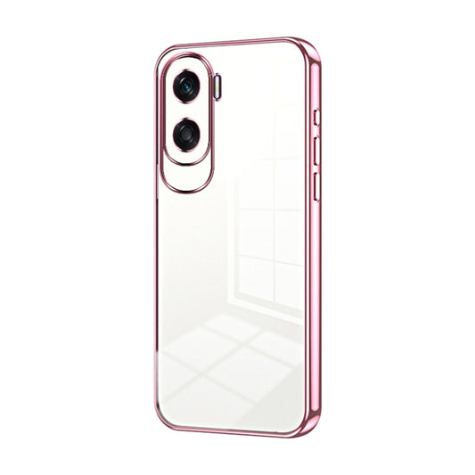 For Honor X50i / 90 Lite Transparent Plating Fine Hole Phone Case(Pink)