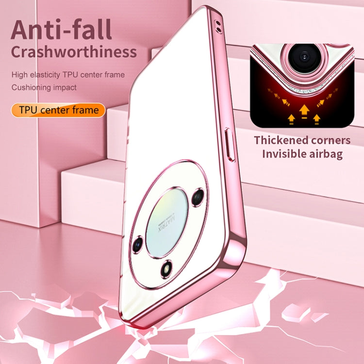 For Honor X40 5G / Magic5 Lite / X9a Transparent Plating Fine Hole Phone Case(Pink)
