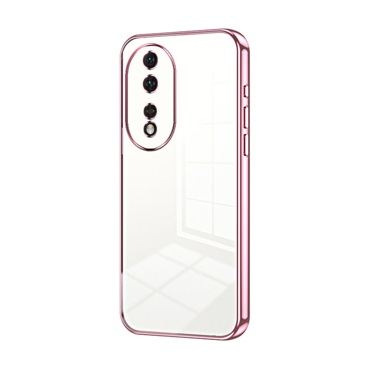 For Honor 80 Transparent Plating Fine Hole Phone Case(Pink)