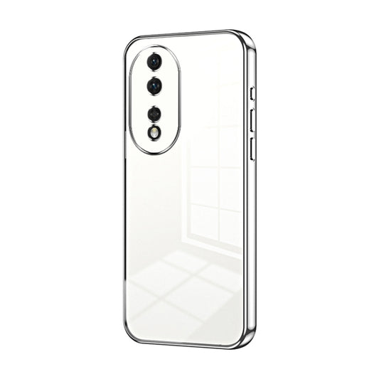 For Honor 80 Transparent Plating Fine Hole Phone Case(Silver)