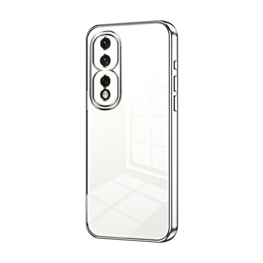 For Honor 80 Pro Transparent Plating Fine Hole Phone Case(Silver)