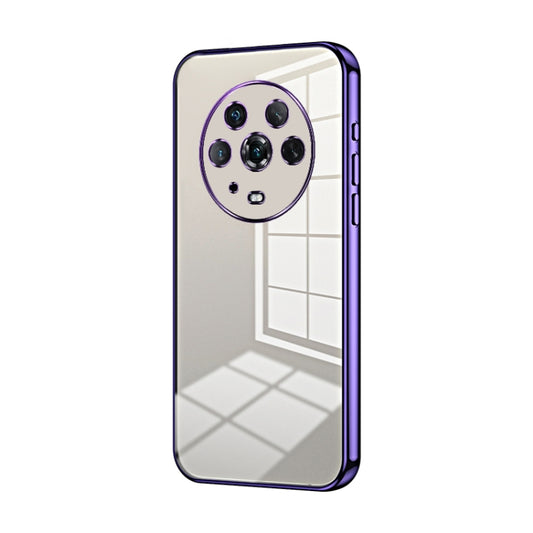 For Honor Magic4 Transparent Plating Fine Hole Phone Case(Purple)