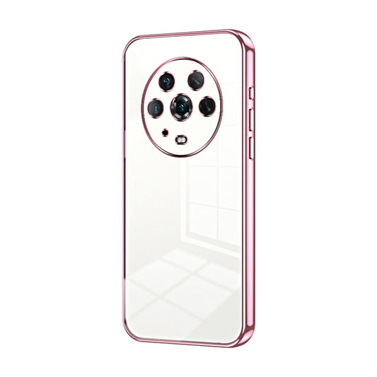 For Honor Magic4 Transparent Plating Fine Hole Phone Case(Pink)
