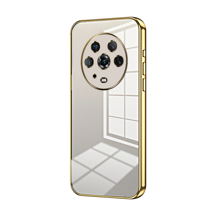 For Honor Magic4 Transparent Plating Fine Hole Phone Case(Gold)