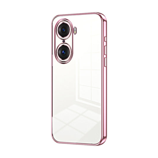 For Honor 60 Pro Transparent Plating Fine Hole Phone Case(Pink)