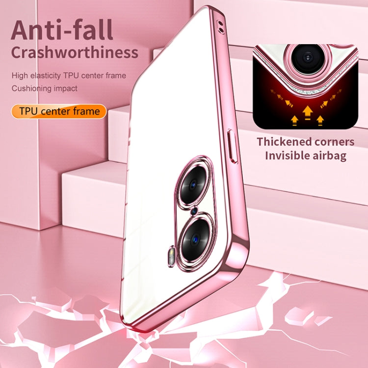 For Honor 60 Transparent Plating Fine Hole Phone Case(Pink)