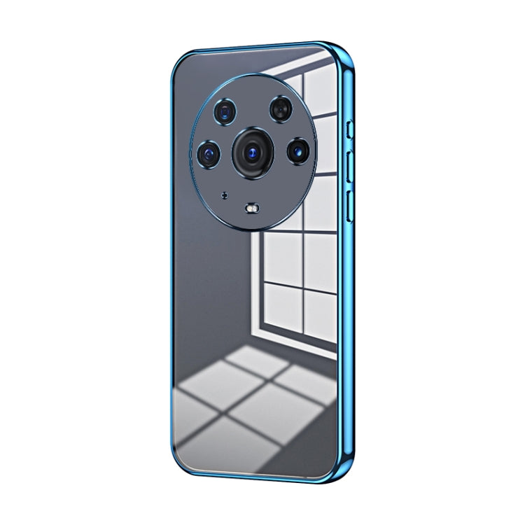 For Honor Magic3 Pro Transparent Plating Fine Hole Phone Case(Blue)
