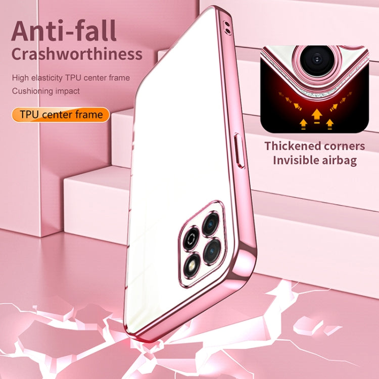 For Honor Play 20 4G Transparent Plating Fine Hole Phone Case(Pink)