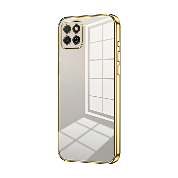 For Honor Play 20 4G Transparent Plating Fine Hole Phone Case(Gold)