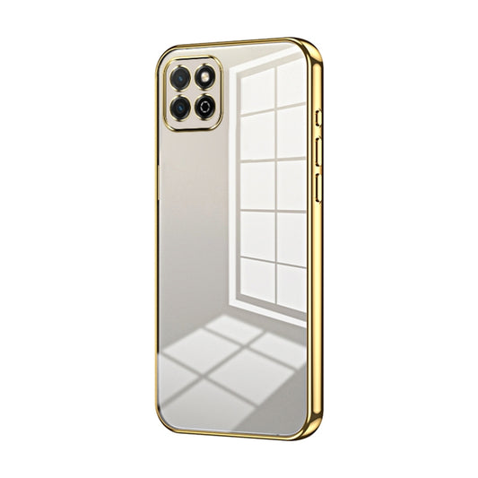 For Honor Play 20 4G Transparent Plating Fine Hole Phone Case(Gold)