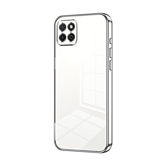 For Honor Play 20 4G Transparent Plating Fine Hole Phone Case(Silver)