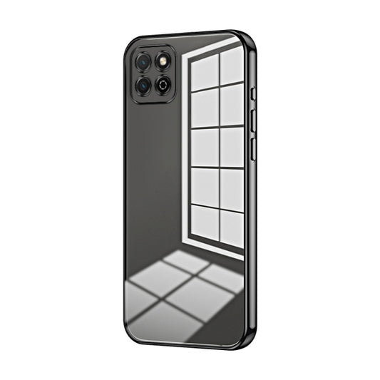 For Honor Play 20 4G Transparent Plating Fine Hole Phone Case(Black)
