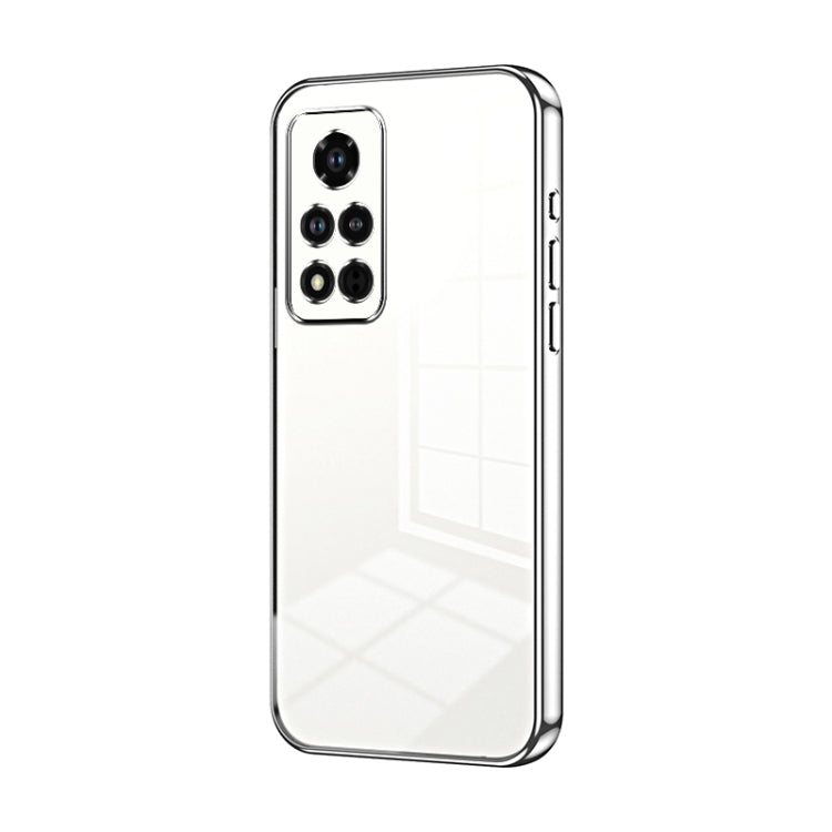For Honor V40 Transparent Plating Fine Hole Phone Case(Silver)