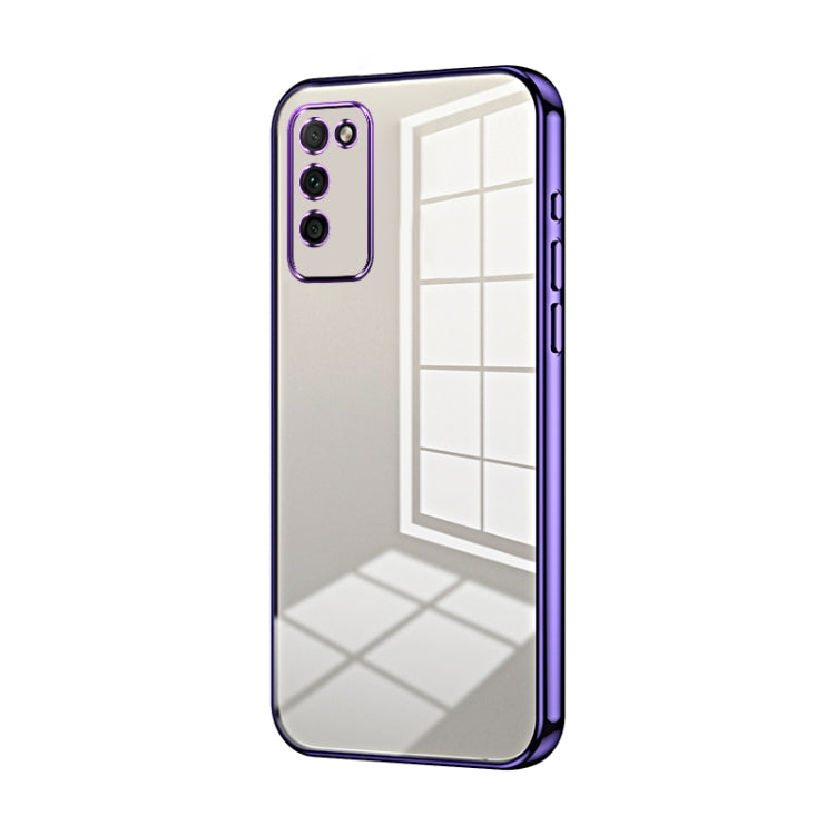 For Honor 30 Youth Transparent Plating Fine Hole Phone Case(Purple)