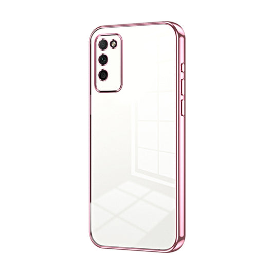 For Honor 30 Youth Transparent Plating Fine Hole Phone Case(Pink)