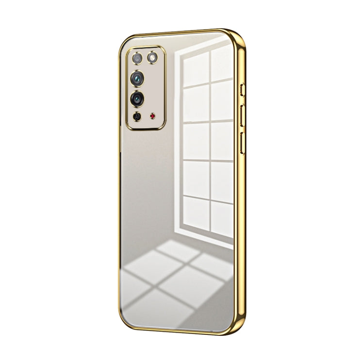 For Honor X10 Transparent Plating Fine Hole Phone Case(Gold)