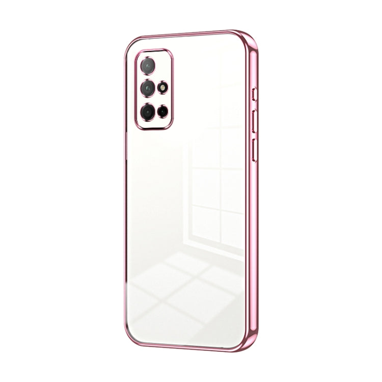 For Honor 30S Transparent Plating Fine Hole Phone Case(Pink)