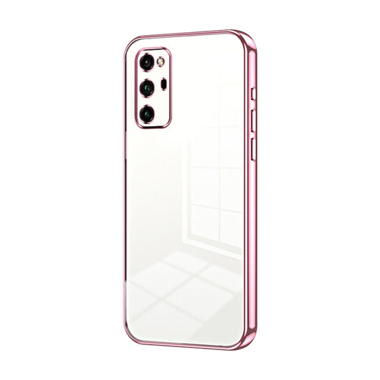 For Honor V30 Pro Transparent Plating Fine Hole Phone Case(Pink)