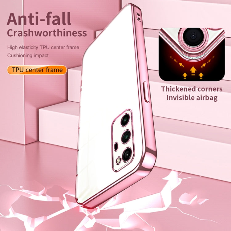For Honor V30 Pro Transparent Plating Fine Hole Phone Case(Pink)