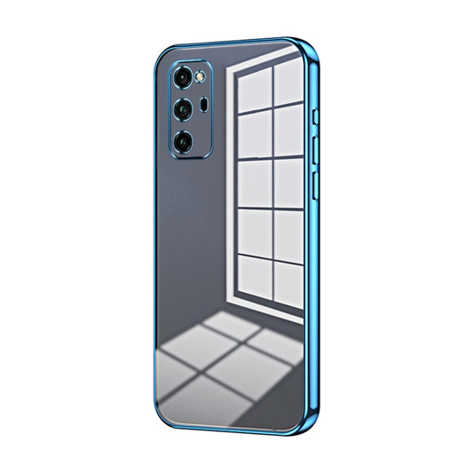 For Honor V30 Pro Transparent Plating Fine Hole Phone Case(Blue)