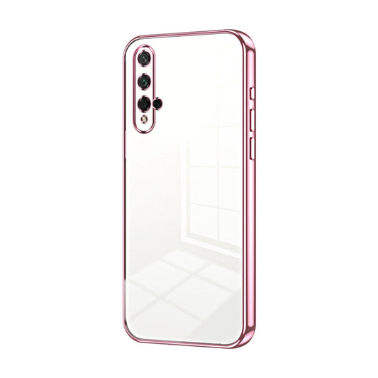For Honor 20 / 20S / nova 5T Transparent Plating Fine Hole Phone Case(Pink)