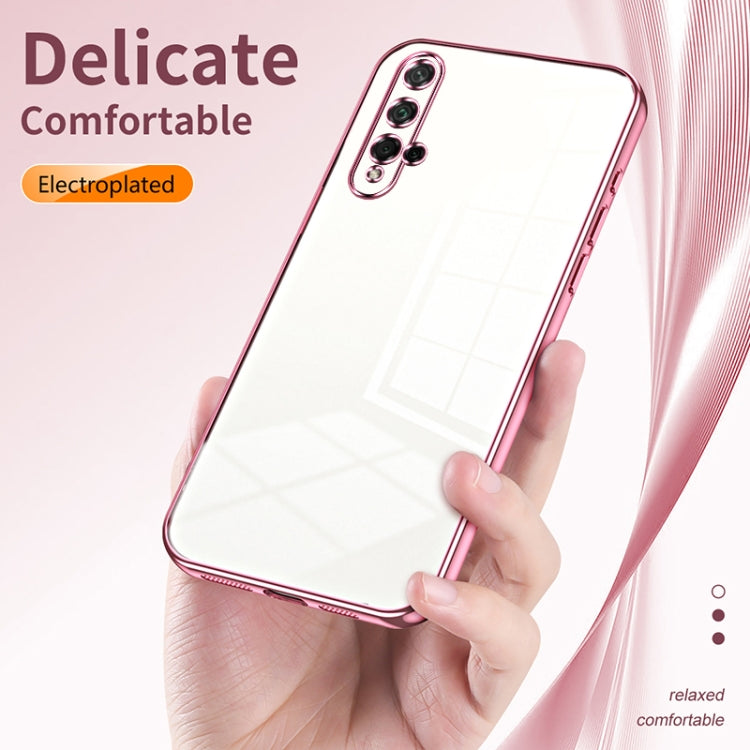 For Honor 20 / 20S / nova 5T Transparent Plating Fine Hole Phone Case(Blue)