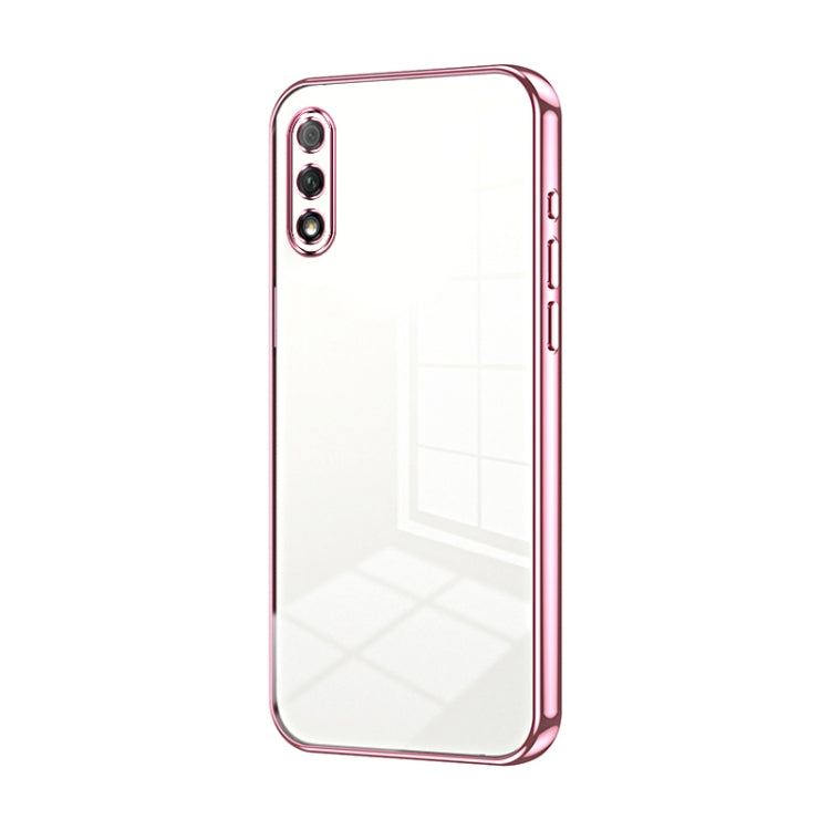 For Honor 9X Transparent Plating Fine Hole Phone Case(Pink)