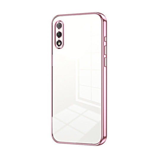 For Honor 9X Transparent Plating Fine Hole Phone Case(Pink)