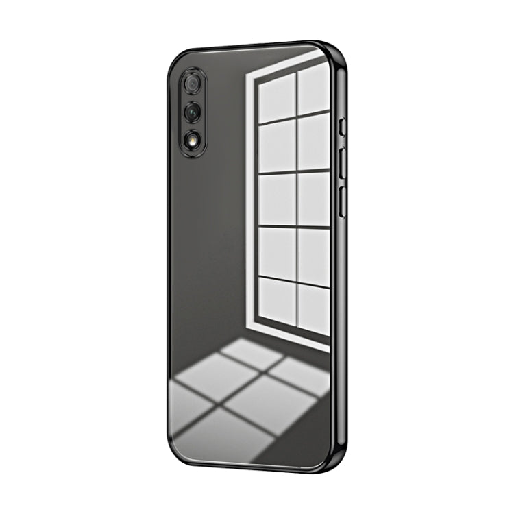 For Honor 9X Transparent Plating Fine Hole Phone Case(Black)