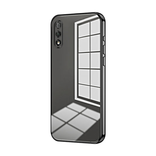 For Honor 9X Transparent Plating Fine Hole Phone Case(Black)