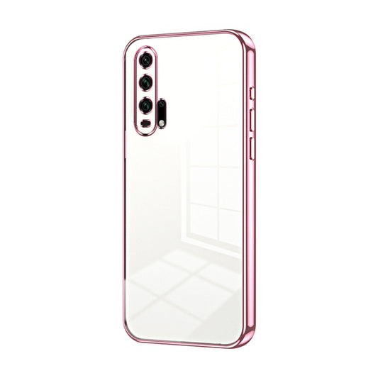 For Honor 20 Pro Transparent Plating Fine Hole Phone Case(Pink)