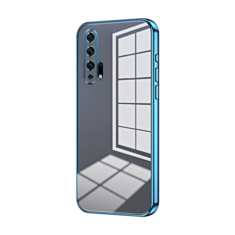For Honor 20 Pro Transparent Plating Fine Hole Phone Case(Blue)