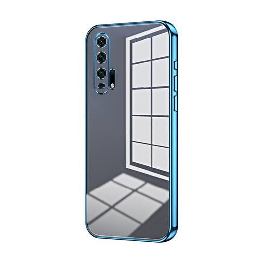 For Honor 20 Pro Transparent Plating Fine Hole Phone Case(Blue)