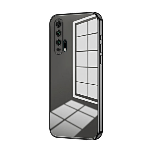 For Honor 20 Pro Transparent Plating Fine Hole Phone Case(Black)