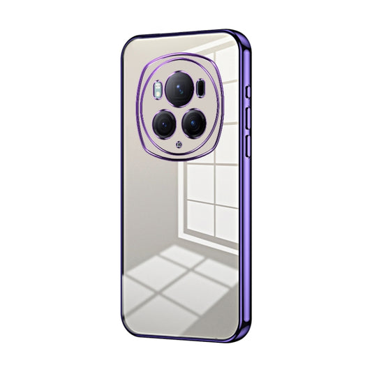 For Honor Magic6 Pro Transparent Plating Fine Hole Phone Case(Purple)