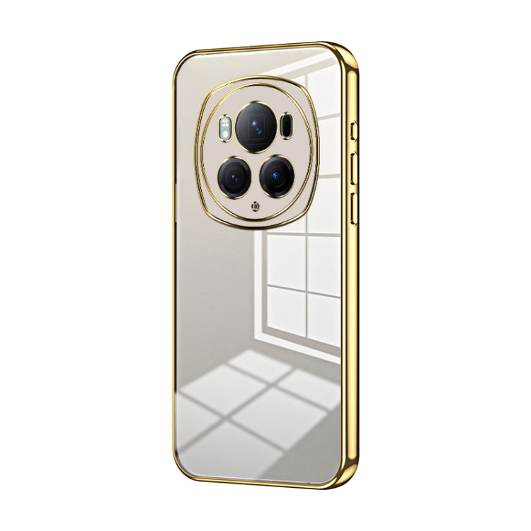 For Honor Magic6 Pro Transparent Plating Fine Hole Phone Case(Gold)