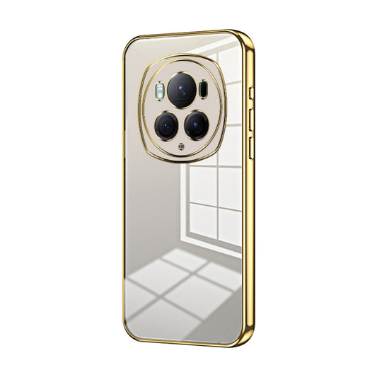 For Honor Magic6 Pro Transparent Plating Fine Hole Phone Case(Gold)