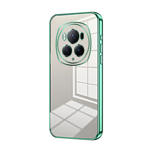 For Honor Magic6 Pro Transparent Plating Fine Hole Phone Case(Green)