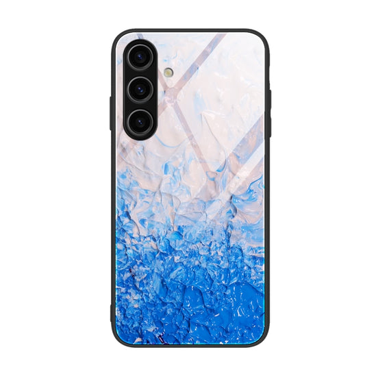 For Samsung Galaxy S24 5G Marble Pattern Glass Protective Phone Case(Ocean Waves)