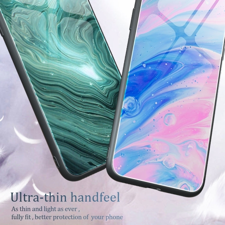 For Samsung Galaxy S24 5G Marble Pattern Glass Protective Phone Case(Ocean Waves)