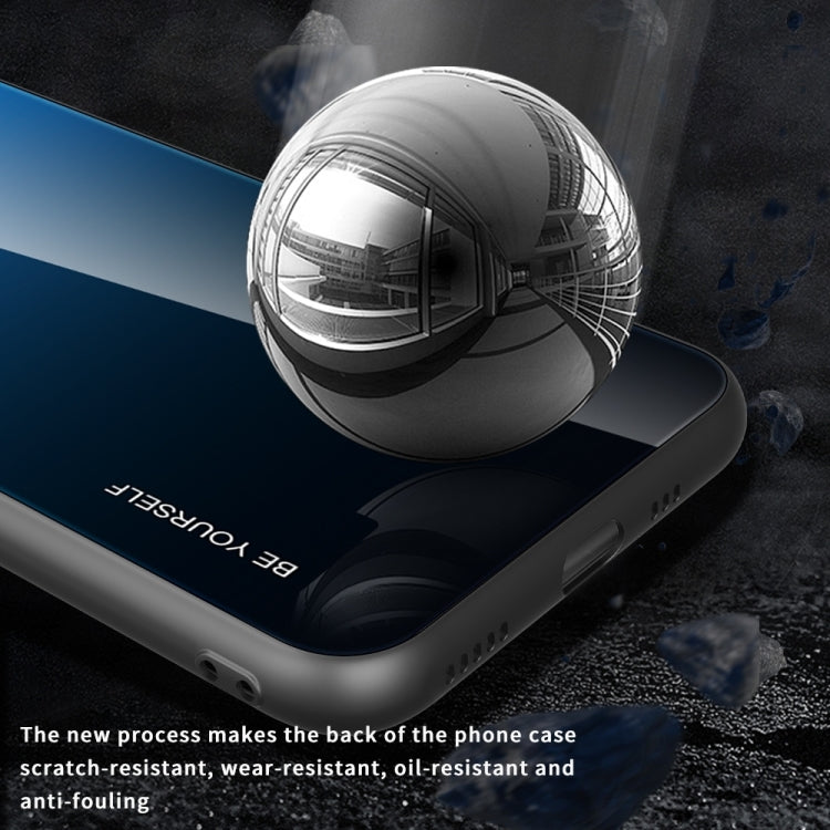 For Samsung Galaxy S24 5G Gradient Color Glass Phone Case(Blue Black)
