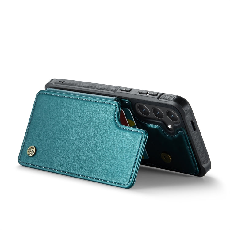 For Samsung Galaxy S24 5G CaseMe C22 PC+TPU Business Style RFID Anti-theft Leather Phone Case(Blue Green)
