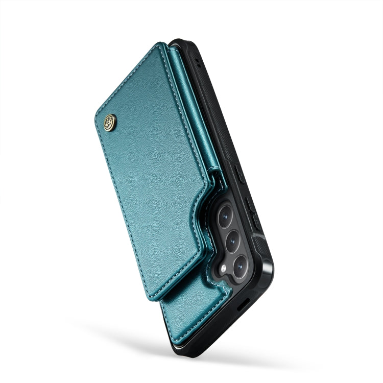 For Samsung Galaxy S24 5G CaseMe C22 PC+TPU Business Style RFID Anti-theft Leather Phone Case(Blue Green)
