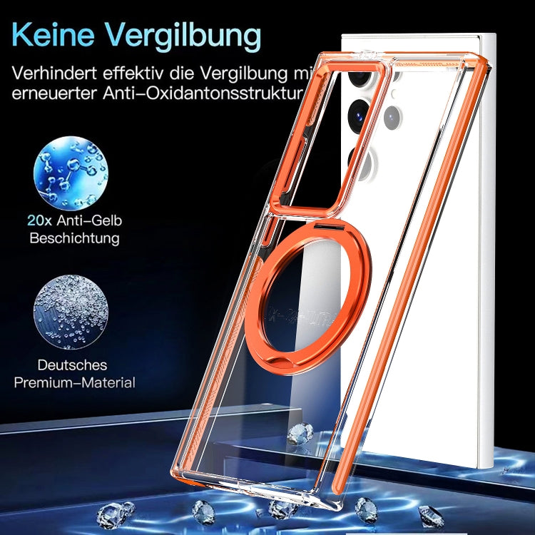 For Samsung Galaxy S24 5G Magnetic 360 Degree Rotating Holder Phone Case(Blue)