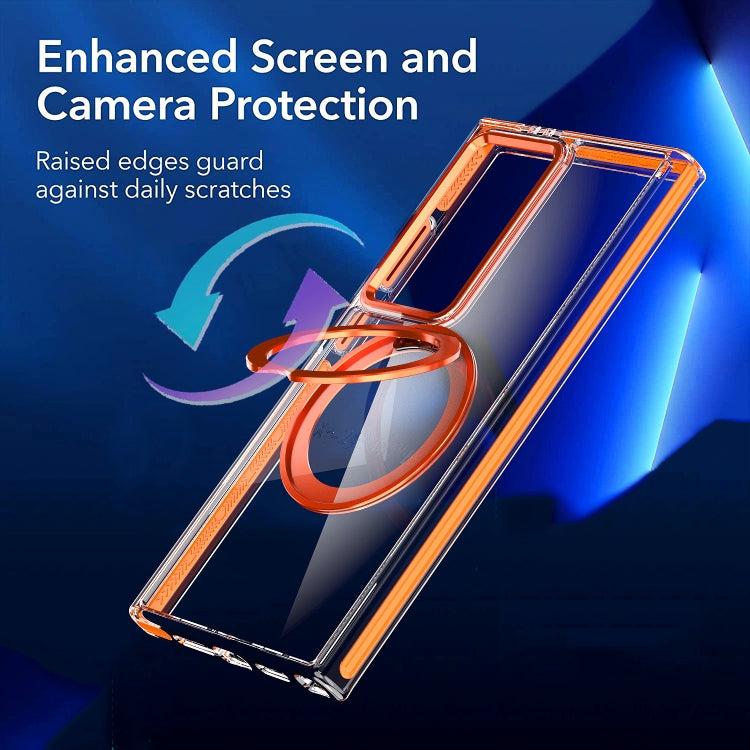 For Samsung Galaxy S24 5G Magnetic 360 Degree Rotating Holder Phone Case(Orange)