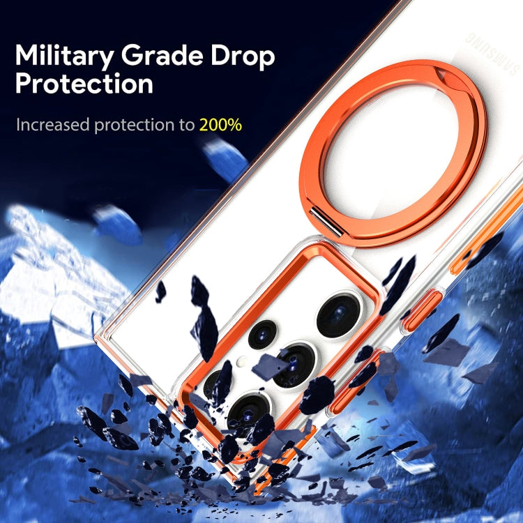 For Samsung Galaxy S24 5G Magnetic 360 Degree Rotating Holder Phone Case(Blue)